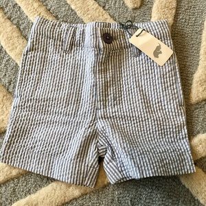 Monica and Andy blue seersucker boy shorts